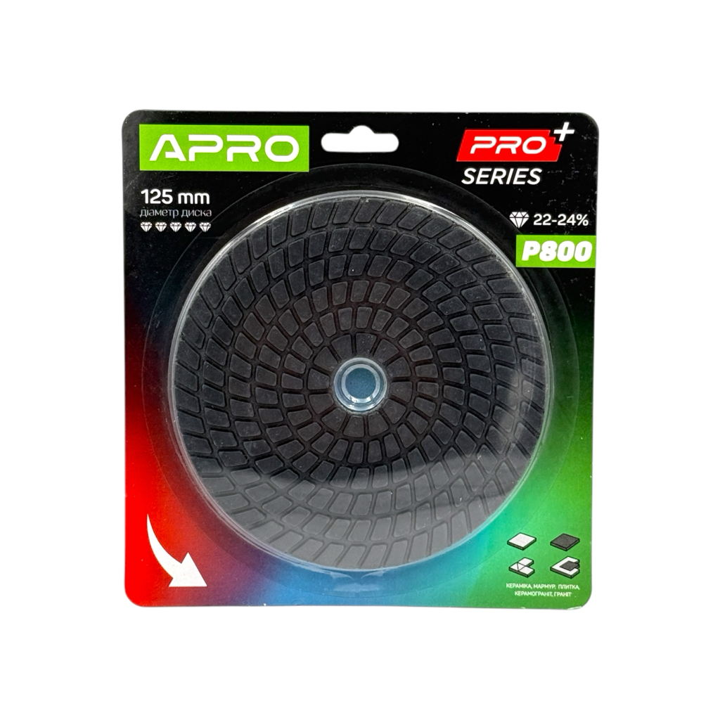APRO PRO Круг шліфувальний для плитки (черепашка) Ø125мм. P800 812204