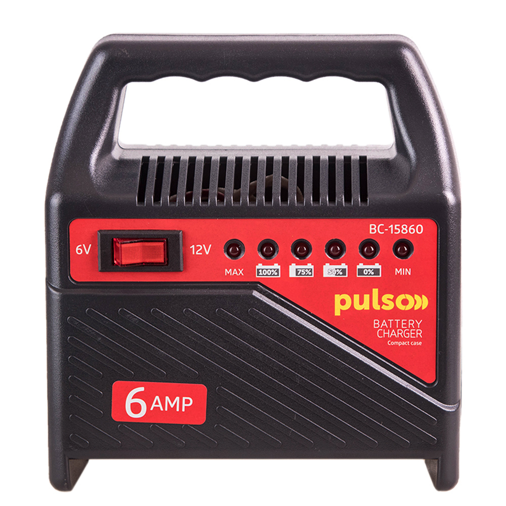 PULSO BC-15860 Зарядний пристрій 6-12V, 6A до 15-80Ah (підходить на свинцево-кислотні АКБ)