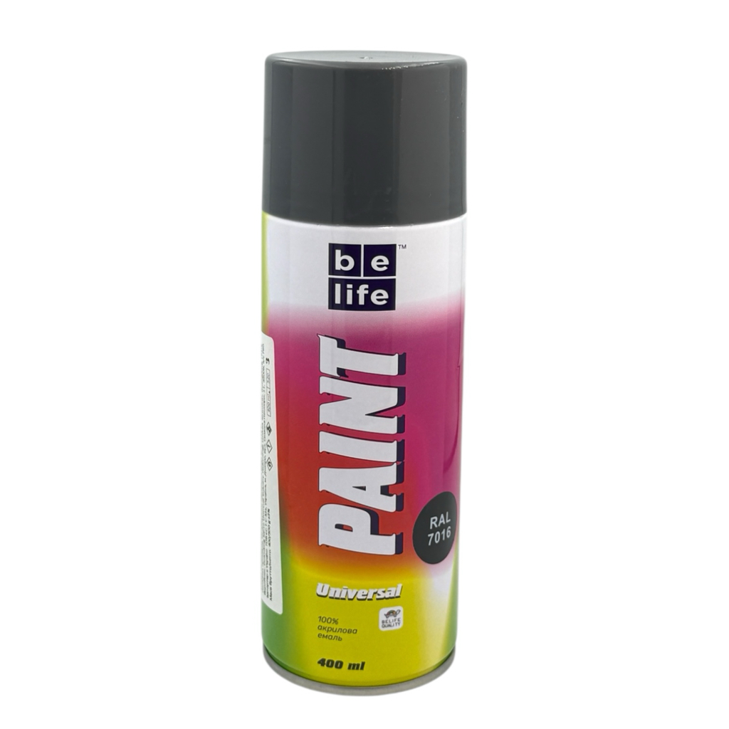 BeLife Paint Universal Фарба аерозольна універсальна №7016 (темно-сіра матова) 400 мл.