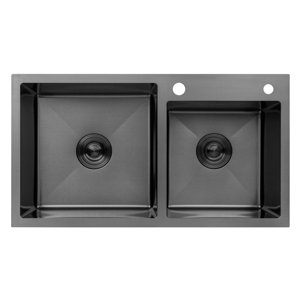 KRONER KRP Schwarze - 7843ZHM PVD Кухонна мийка накладна 780x750мм. (3.0/1.0мм.)
