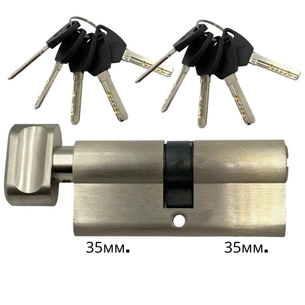 KEDR Цилиндр ключ-тумблер 35*35 10 ключей (никель) BRASS M70 ZCN (35T*35) 26154