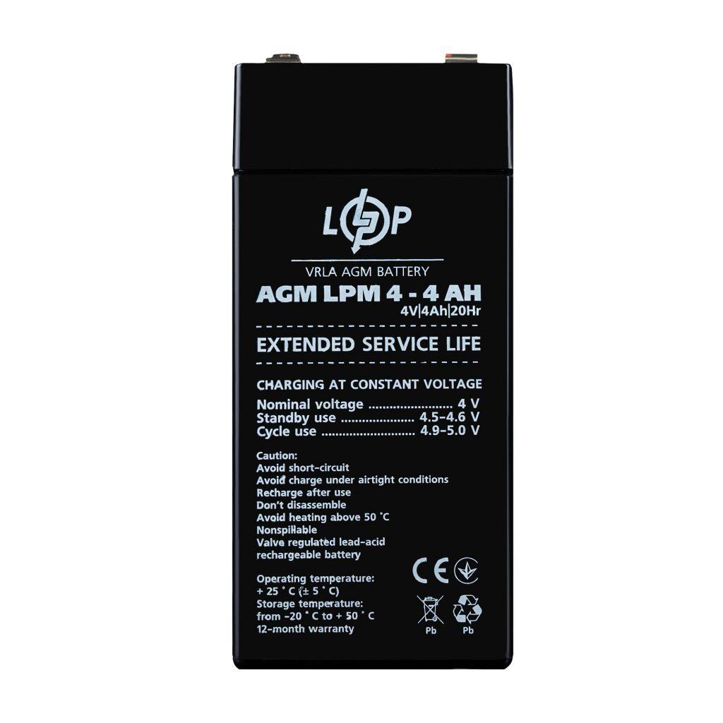 LogicPower Акумулятор свинцево-кислотний AGM LPM 4V/4Ah 4135