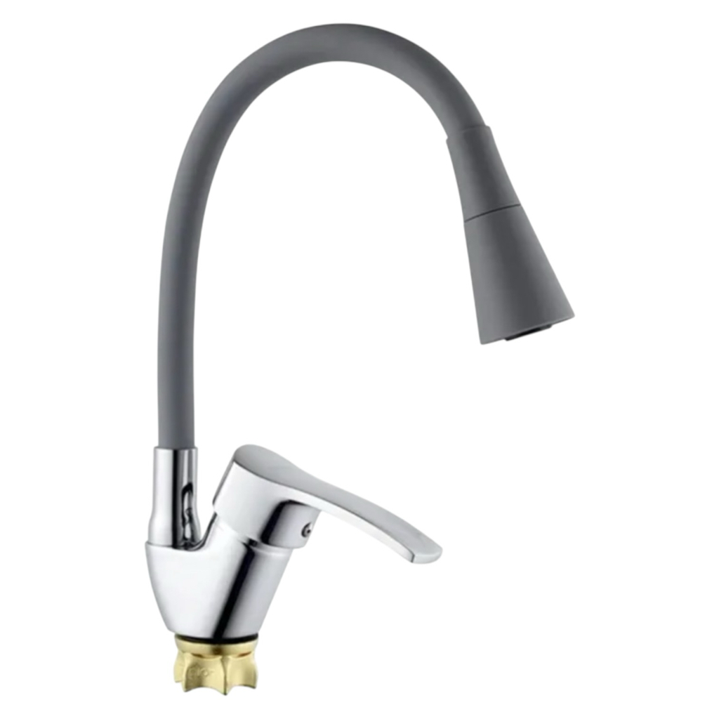 CHAMPION YUB 011-279 (Nut) Refl.Grey Змішувач для кухні з силіконовим виливом СІРИЙ (MI6425)