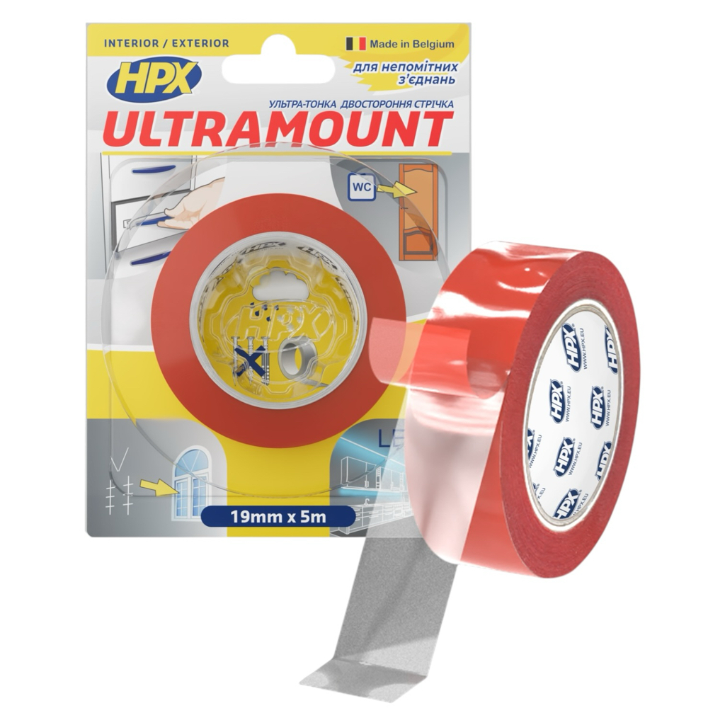 HPX Лента двухсторонняя ULTRA MOUNT 19мм.*0,2мм.*5м. прозрачная (блистер) UM1905