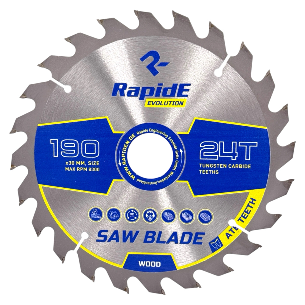 RAPIDE Basic Series Диск пильний по дереву Ø190*30мм. (24зуб.) RAHФ-00001410