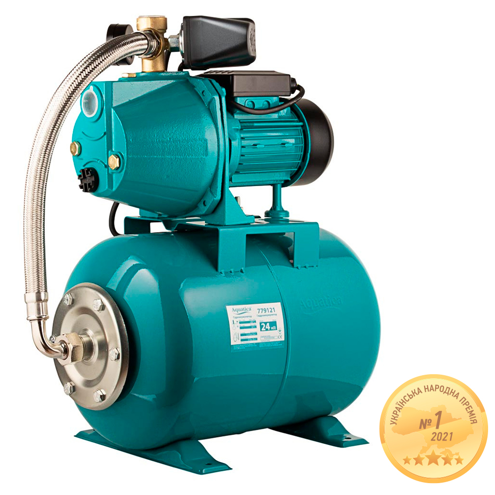AQUATICA JETa80A5/UA Насосна станція 0.75кВт Hmax48м Qmax 55л/хв (самовсмоктуючий насос) 24л Україна 775092/24