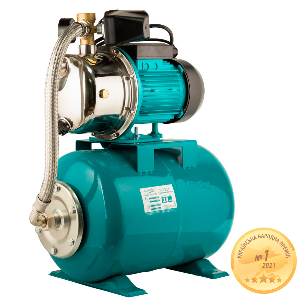 AQUATICA JETSa80A5/UA Насосна станція 0.75кВт Hmax 46м Qmax 50л/хв (самовсмоктуючий насос нерж) 24л Україна 775097/24