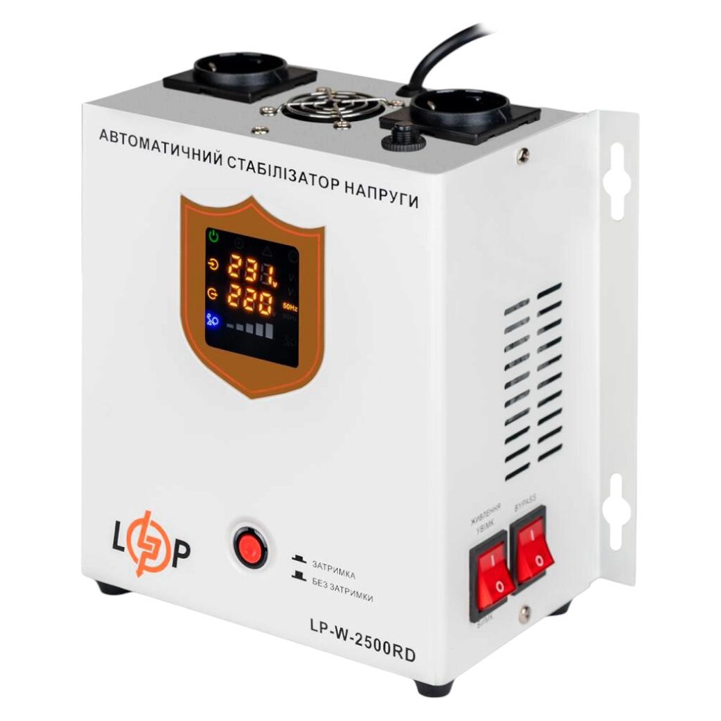 LogicPower LP-W-2500RD EU Стабілізатор напруги релейний 1500W, 7 ступенів захисту 0040277