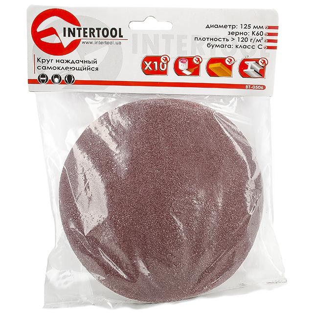 INTERTOOL Круг наждачный самоклеющийся 125 мм, K60, уп. 10 ед. BT-0506