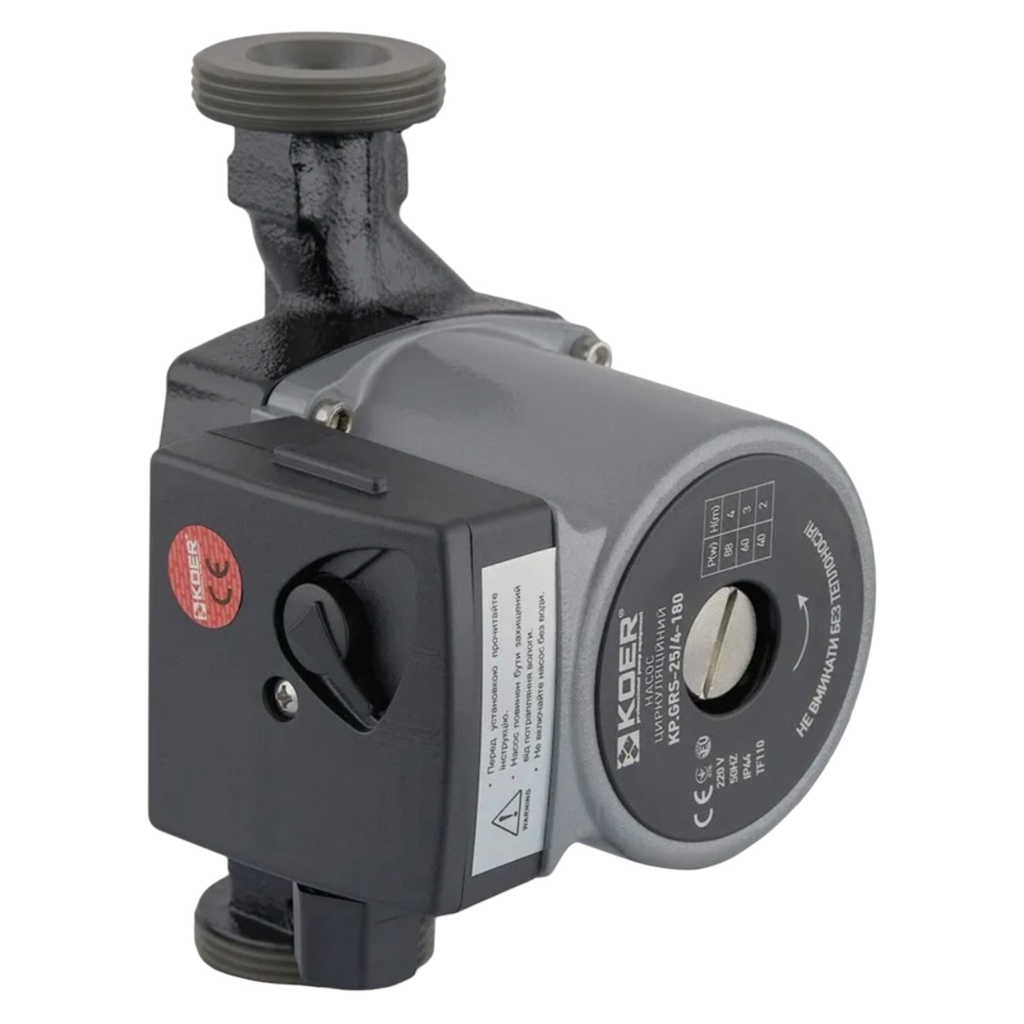 KOER KP.GRS-25 / 4-180 Насос циркуляційний 90Вт Hmax 4м Qmax 50л/хв Ø1 1/2