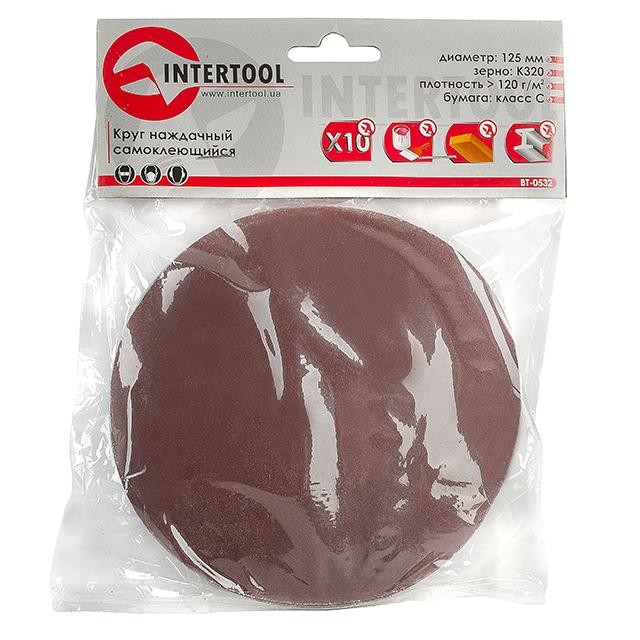 INTERTOOL Круг наждачный самоклеющийся 125 мм, K320, уп. 10 ед. BT-0532