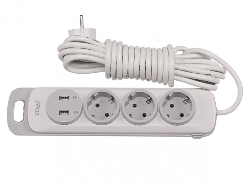 LUXEL Удлинитель 3р./3м. + 2 USB 4333