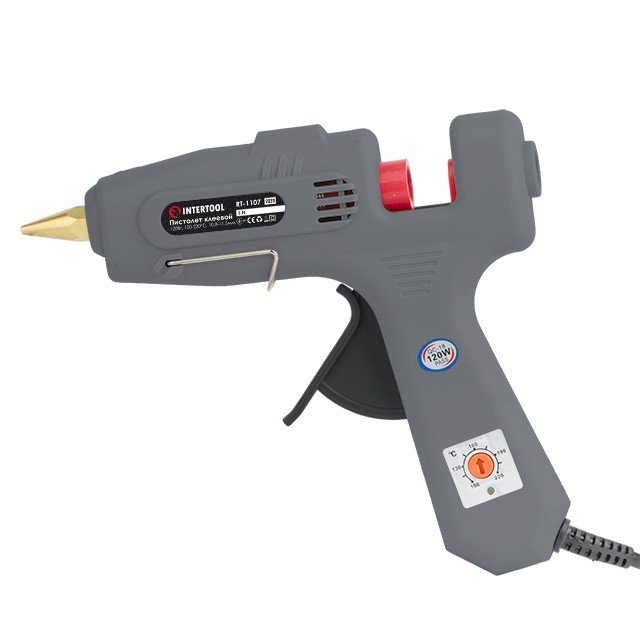 INTERTOOL Пістолет клейовий 120 Вт, 230 В, 100-220 °C під стрижні 10.8-11.5 мм, 13-30 г/хв. RT-1107