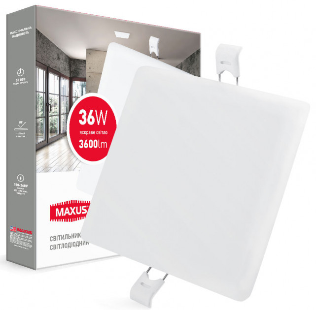 MAXUS LED-Світильник вбудований 36W 4100K 3600Lm 1-MSP-3641-S