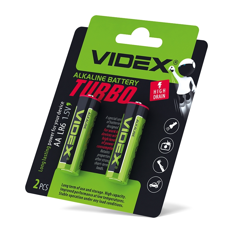 VIDEX AA/LR6 1,5V ALKALINE Turbo (уп./2шт.)