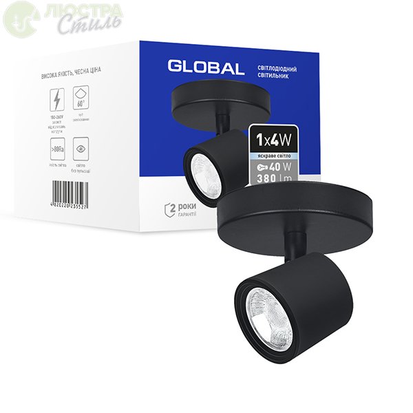 GLOBAL LED-Светильник акцентный 1*4W 4100K (чёрный) 1-GSL-20441-CB
