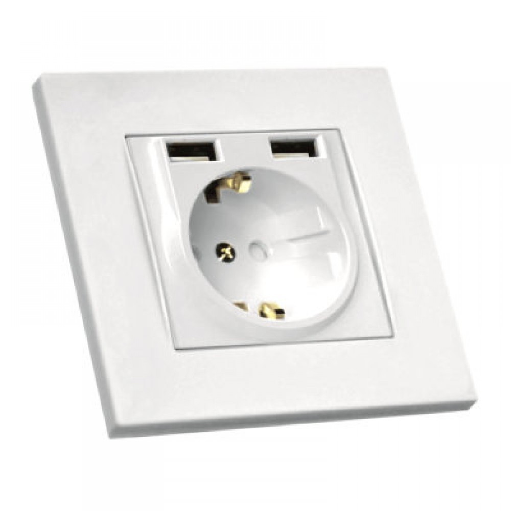 MUTLUSAN RITA Механізм розетки внутр. 1-й з/з +2* USB (білий) 47-01-23