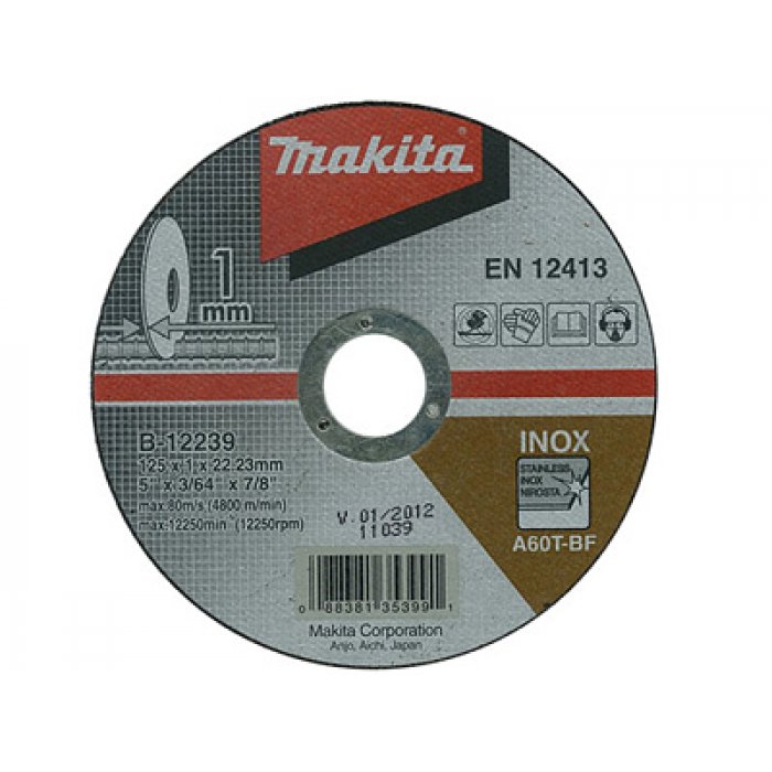 Makita Диск отрезной по металлу 125*1*22,2 (нержавейке) B-12239